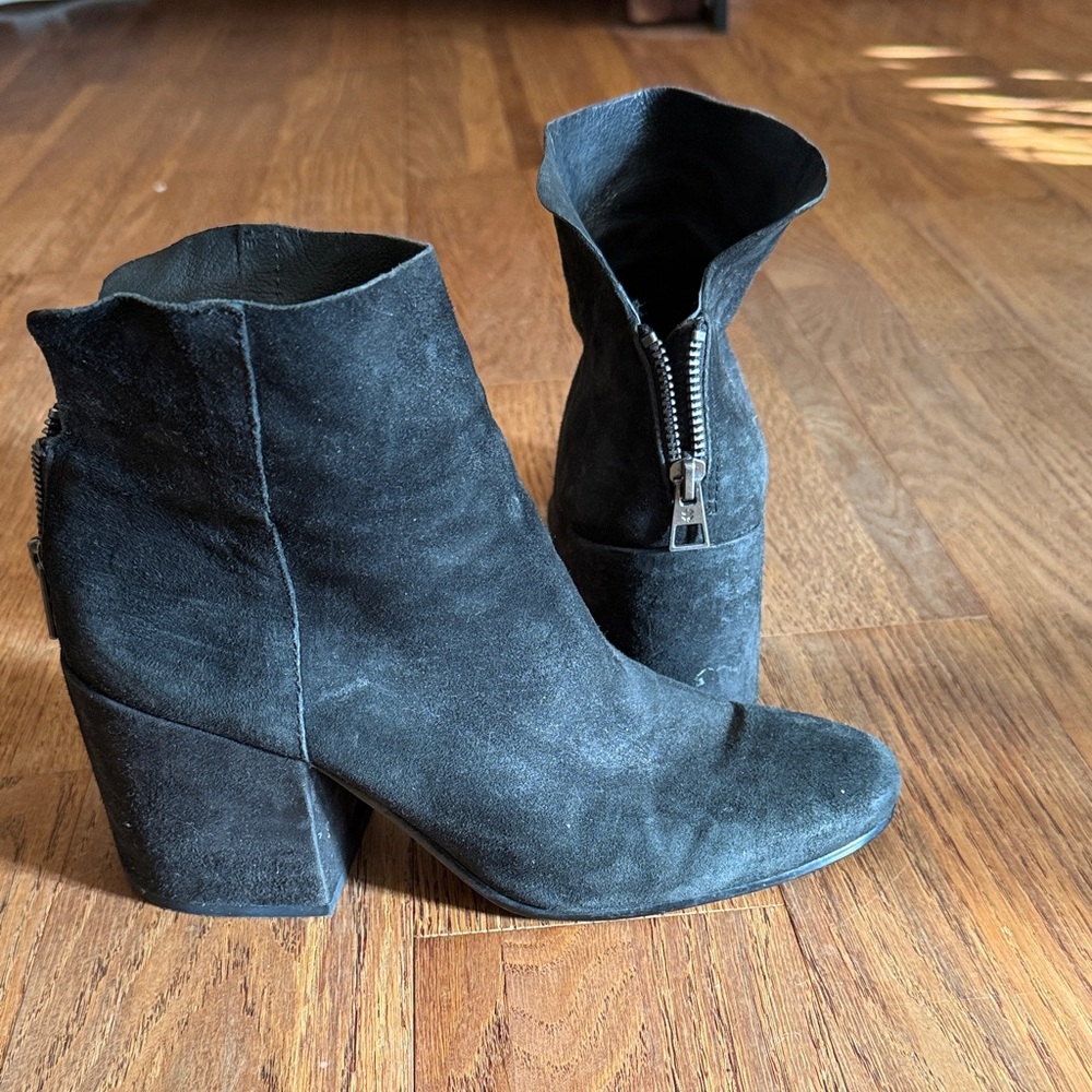 Lucky Brand Black Suede Heeled Boots